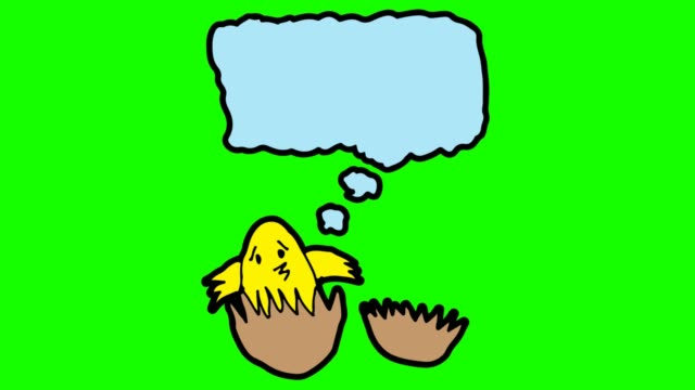 Kinder-Zeichnung-grünen-Hintergrund-mit-Thema-der-Sprechblasen-und-Huhn-Luke