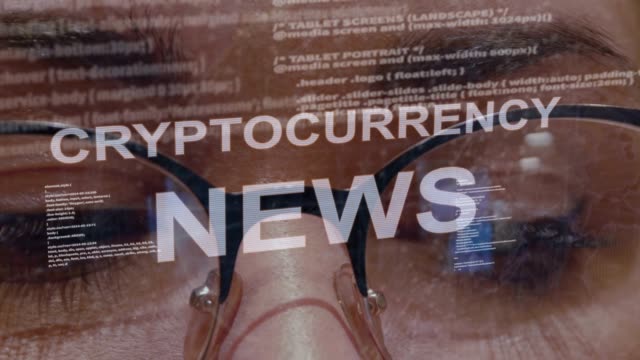 Cryptocurrency-news-text-on-background-of-female-developer