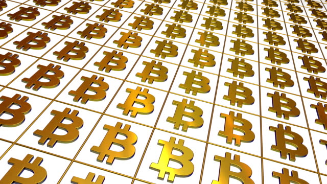 Gold-bitcoin-signs-background.-Seamless-loop.