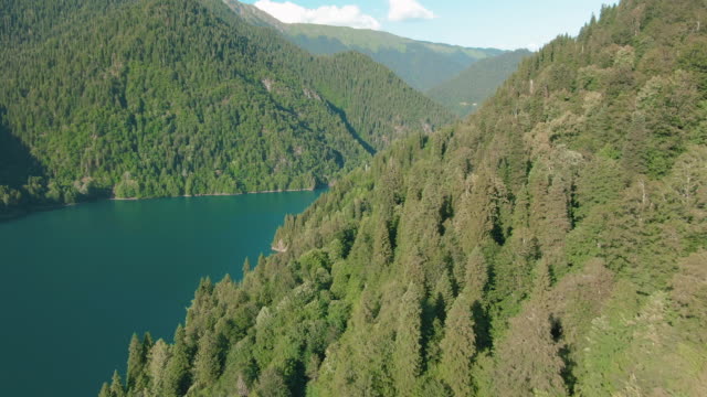 Bergsee-mit-türkisfarbenem-Wasser-und-grünem-Baum