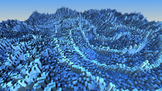 Abstrakte-3D-Stadt-Hintergrund-Animation-mit-beweglichen-Cubes