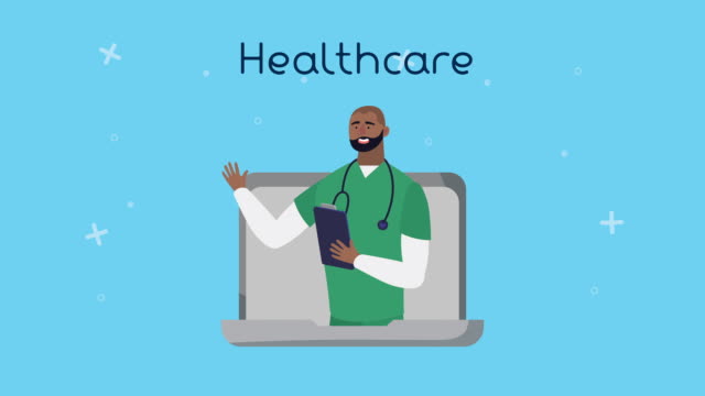 Arzt-in-Laptop-Gesundheits-Online-Technologie