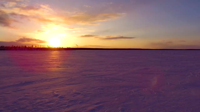 An-icy-lake-at-sunset