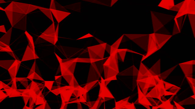 Red-digital-data-and-network-connection-triangle-lines-for-technology-concept-on-black-background,-abstract-illustration