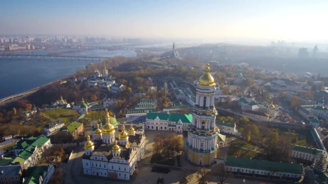 Aerial,-top-view-from-Drone:-Kiev,-Ukraine.-Pechersk-Lavra-Monastery.