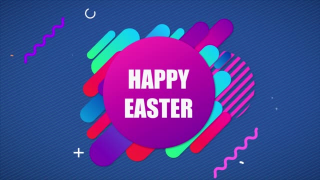Happy-Easter-text,-animated-footage-in-4K.-Close-up-text-on-abstract-background.