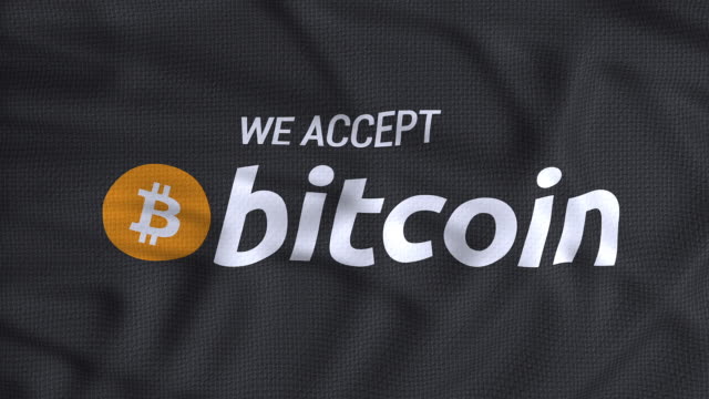 Bitcoin-Krypto-Währung-weiße-Flagge-winken-Animation-Video-Logo