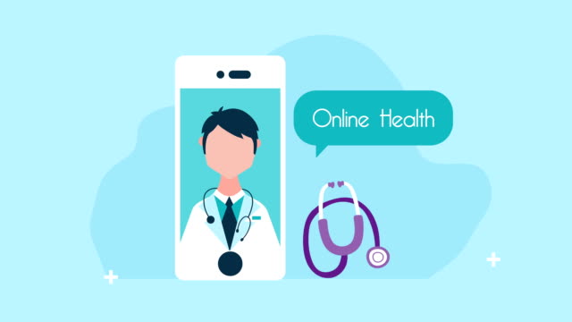 Arzt-in-Smartphone-Telemedizin-Technologie-Animation
