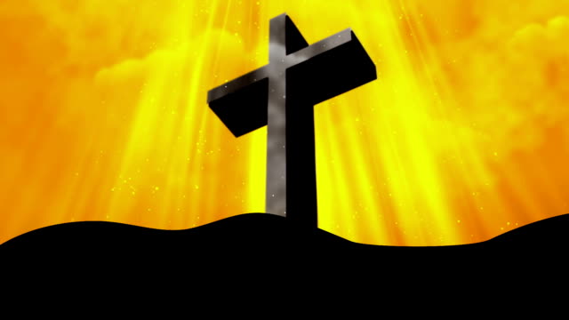 Gottesdienst-Cross-Rays-Yellow-Loopable-Background