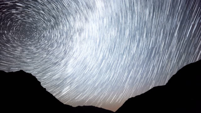 4K-Star-Trails-Night-Sky-Cosmos-Galaxy-Time-lapse-over-plateau-on-Kackar-Mountains,-Turkey.