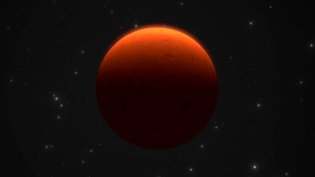 Planeta-rojo-girando-en-el-espacio,-animación-de-Marte.-Volar-en-el-espacio