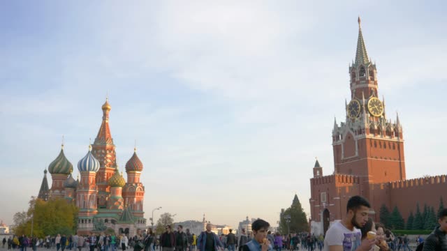 Time-lapse-photography-of-Saint-Basil's-Cathedral-in-Moscow-red-square,-Russia