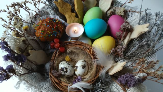 burning-tea-light-candle-in-a-Easter-basket