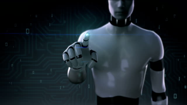Roboter-berühren-Bildschirm,-künstliche-Intelligenz,-Computertechnik,-humanoiden-science.2.