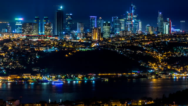 Night-timelapse-top-view-of-besiktas-district-in-istanbul-taken-from-asian-part-of-the-city