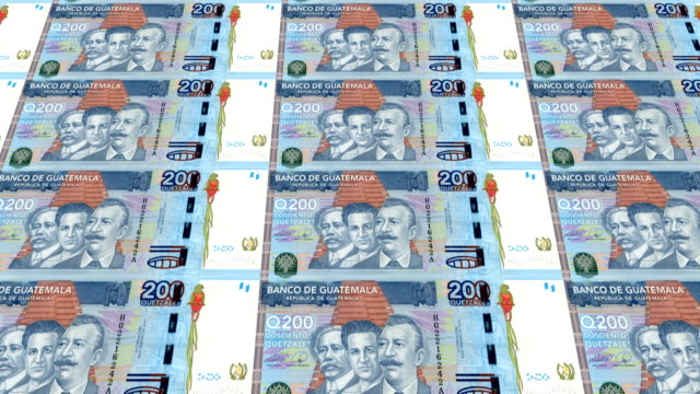 Banknoten-von-zweihundert-guatemaltekischer-Quetzal-von-Guatemala,-Bargeld,-Schleife