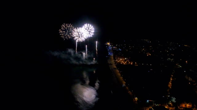 Aerial:-Fireworks-at-night