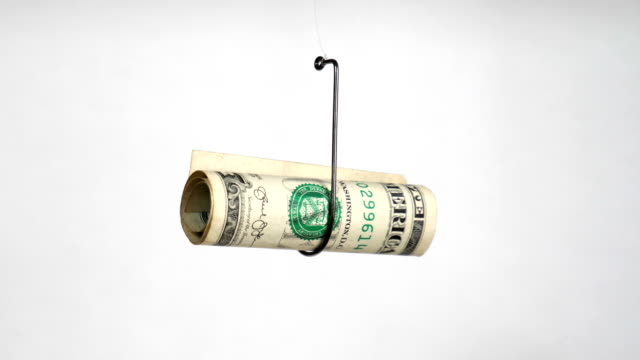 Dollar-On-A-Fishing-Hook-Isolated-On-White-Background