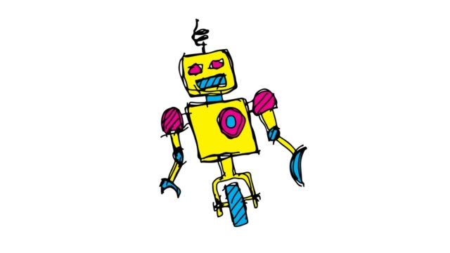 Kinder-Zeichnung-weißer-Hintergrund-mit-Thema-des-Roboters