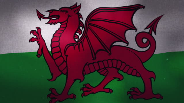 Bandera-Nacional-de-Gales-agitando