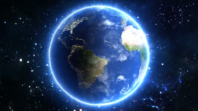 Beautiful-View-of-Planet-Earth-from-Space-Timelapse-and-Stars---4K-Seamless-Loop-Motion-Background-Animation