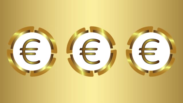 Drei-Symbole-von-Euro-auf-gold