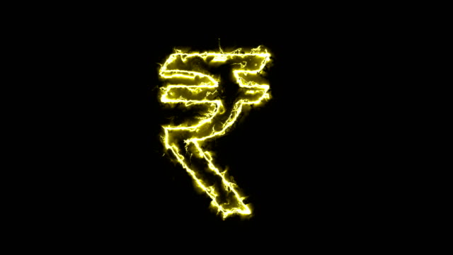 A-sign-of-the-Indian-rupee,-silhouette-in-a-glowing-energy-aura.-Two-color-solutions