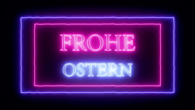 Animation-neon-sign-"Frohe-Ostern",-Happy-Easter-in-german