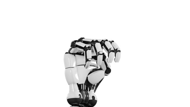 High-Tech-Cyber-Bionik-Roboter-Hand-auf-weißem-Hintergrund