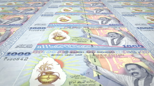 Banknoten-von-1000-Sri-Lanka-Rupien-von-Sri-Lanka,-Bargeld,-Schleife