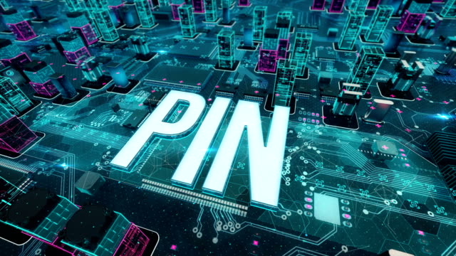 Pin-with-digital-technology-concept