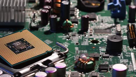Detail-of-CPU-Chip-Processor-on-PC-Motherboard,-UHD-4K-Video