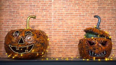 Halloween-metal-pumpkins-with-party-lights