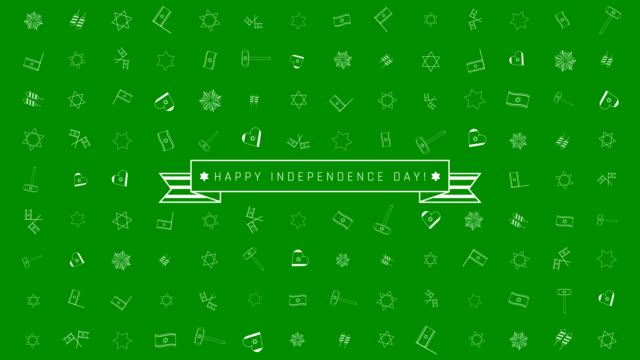 Israel-Independence-Day-holiday-flat-design-animation-background-with-traditional-outline-icon-symbols-and-english-text