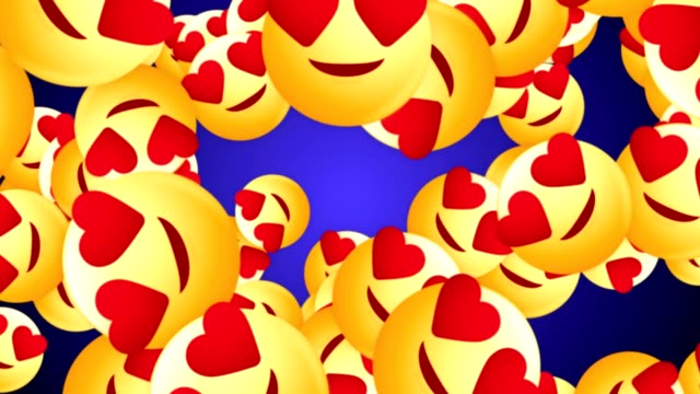 Cae-corazón-ojo-Emoji-signos-animación,-Renderización,-Fondo,-con-canal-Alpha,-lazo