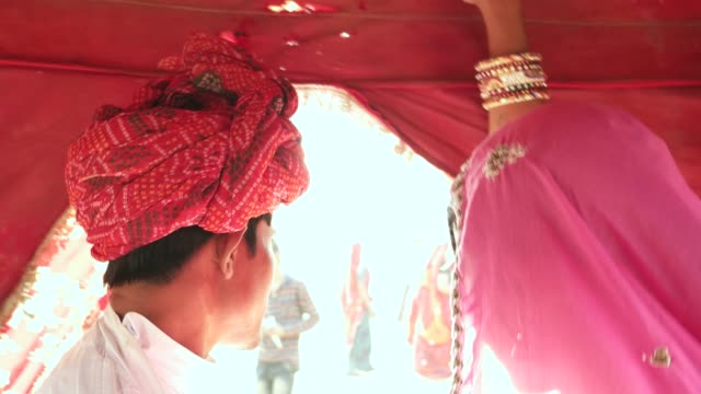 Close-up-of-romanic-beautiful-couple-enjoying-a-camel-ride-at-a-mela-festival-carnival-in-India