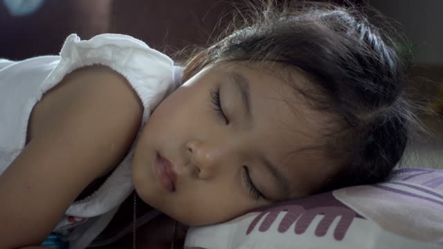 Close-up-of-face-baby-rest-quietly-without-noise.-Happiness-in-sleep.