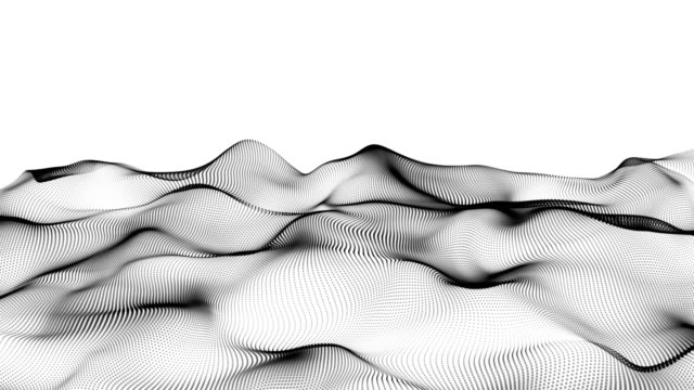 Abstract-black-wavy-lines.-Digital-data-and-network-connection-dots-in-technology-concept-on-white-background,-abstract-illustration