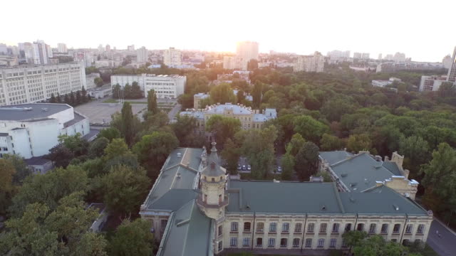 Aerial-view-of-the-old-building-of-the-university-KPI-in-Kiev,-Ukraine.