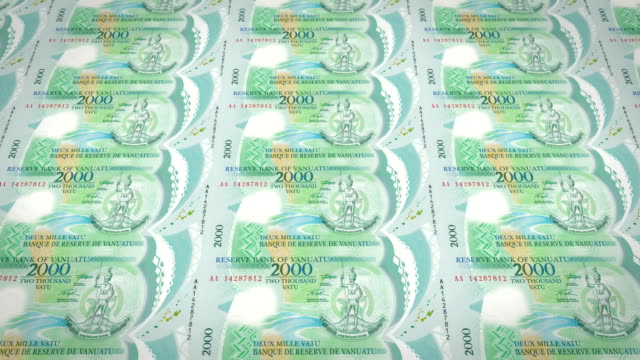 Banknoten-der-zweitausend-vanuatuische-Vatu-von-Vanuatu,-Bargeld,-Schleife