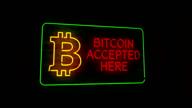 Währung-Bitcoin-akzeptiert-hier-Neon-3D