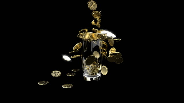 Golden-Bitcoin-coins-fall-and-fill-the-screen,-Digital-Money-rain.-Gold-coins.-Best-for-for-winners.-4k
