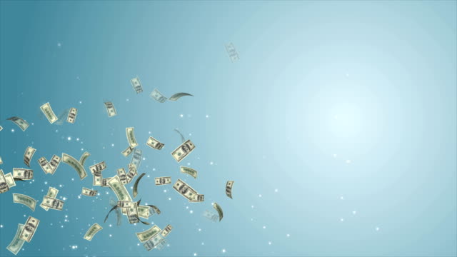 Währung-Geld-Doller-fliegen-im-Space---4k-video---eine-Menge-von-Banknoten-in-Luft