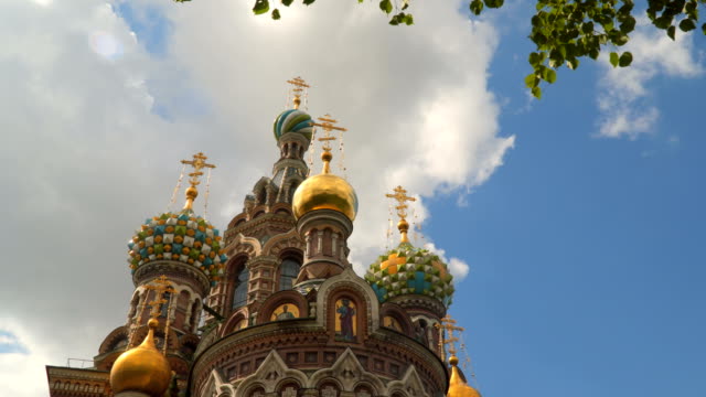 Domes-of-the-Church-of-the-Savior-on-Blood-on-a-background-of-white-clouds