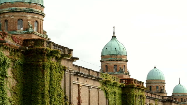 View-on-walls-of-Mirogoj-cemetery,-ancient-architecture,-attractions-of-Zagreb