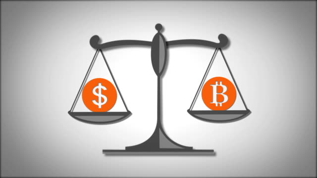 Waagen-mit-Dollar-und-Bitcoin-Symbole