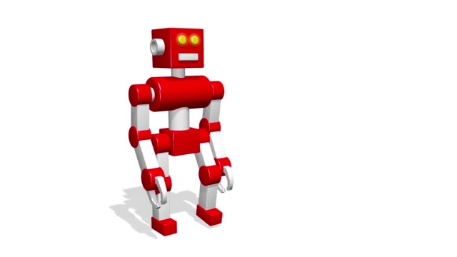 Lustige-3D-Spielzeug-Roboter-Spaziergang