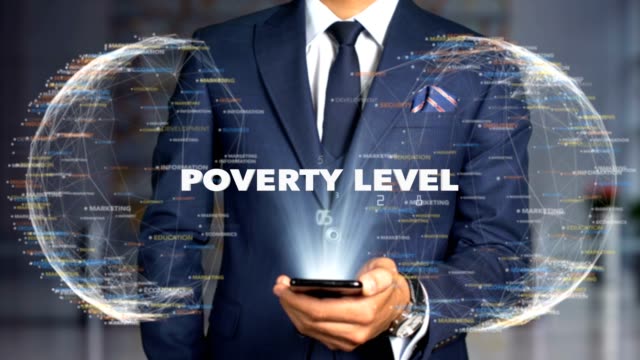 Geschäftsmann-Hologramm-Concept-Economics-Armutsniveau