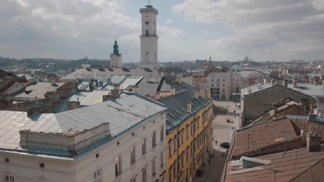Aerial-City-Lwiw,-Ukraine.-European-City.-Beliebte-Stadtteile.-Dächer