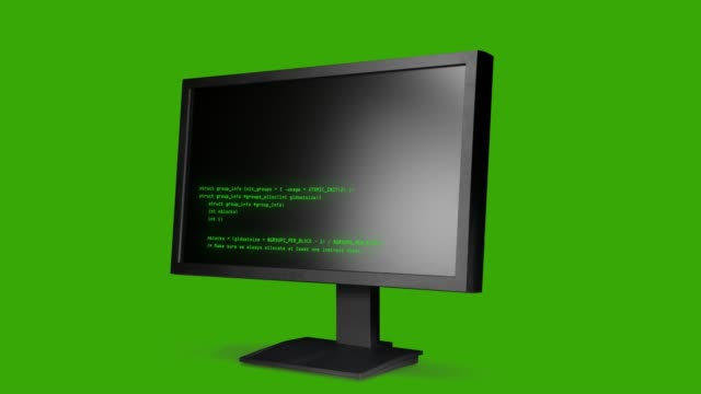 Computerbildschirm-mit-Programmiercode-auf-Grünbildschirm.-4K